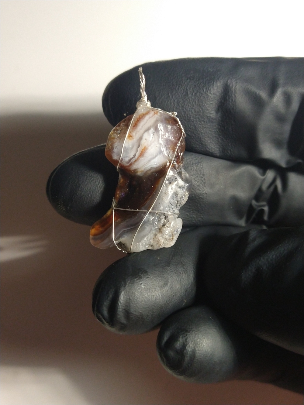 Fire Agate Pendant With Minor Rare Color In Sterling Silver